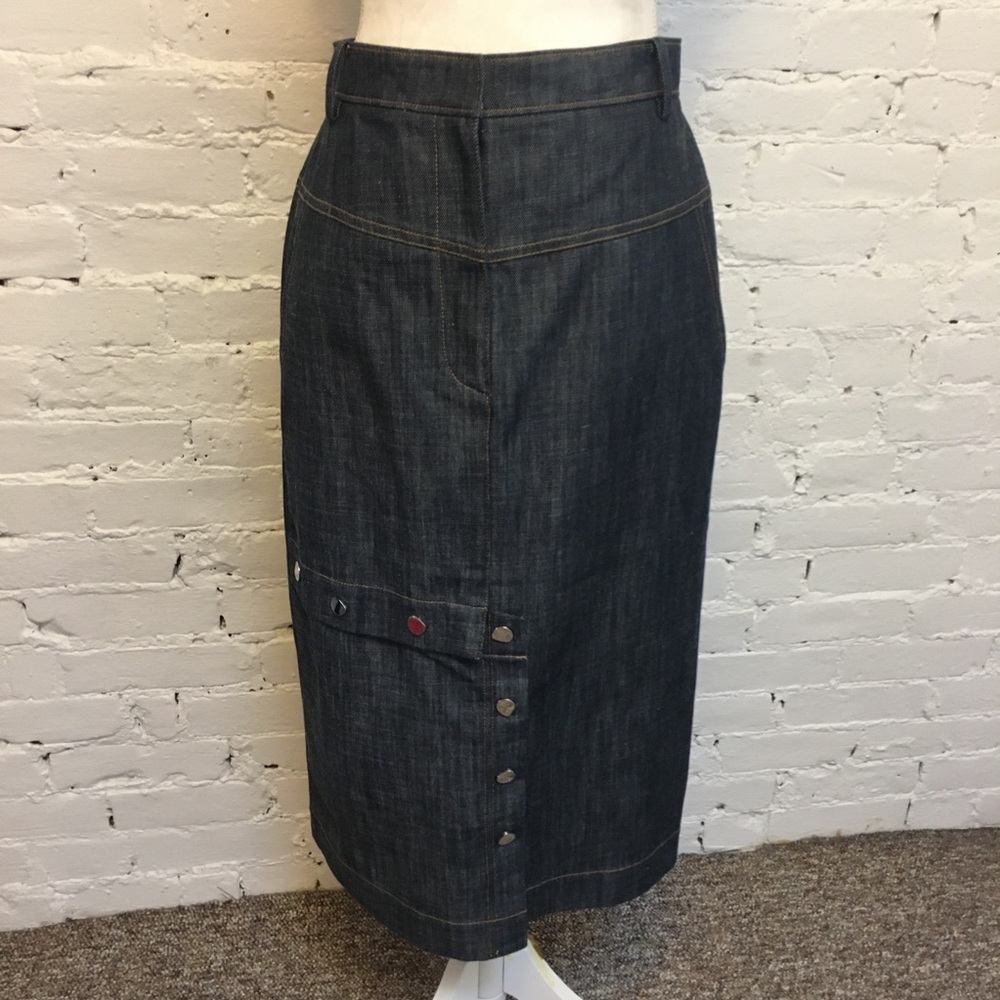 NWT Tibi denim midi pencil skirt dark rinse size 4